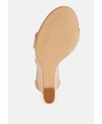 Womens Pobora Genuine Leather Slim Wedge Sandals