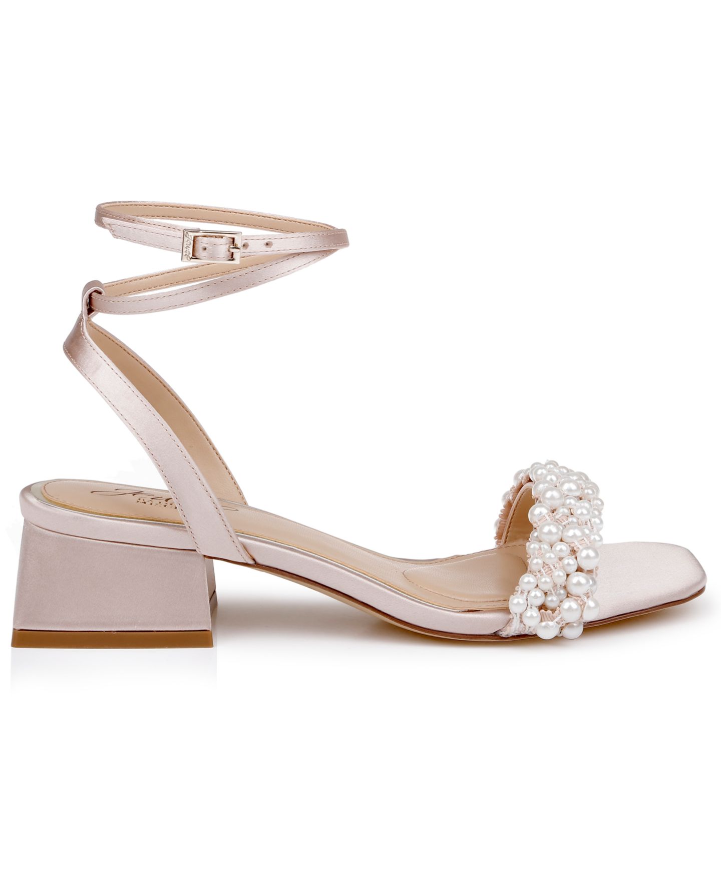 Женские сандалии Jewel Badgley Mischka Payton Square Toe Evening, цвет: Шампань атласный — фото 2