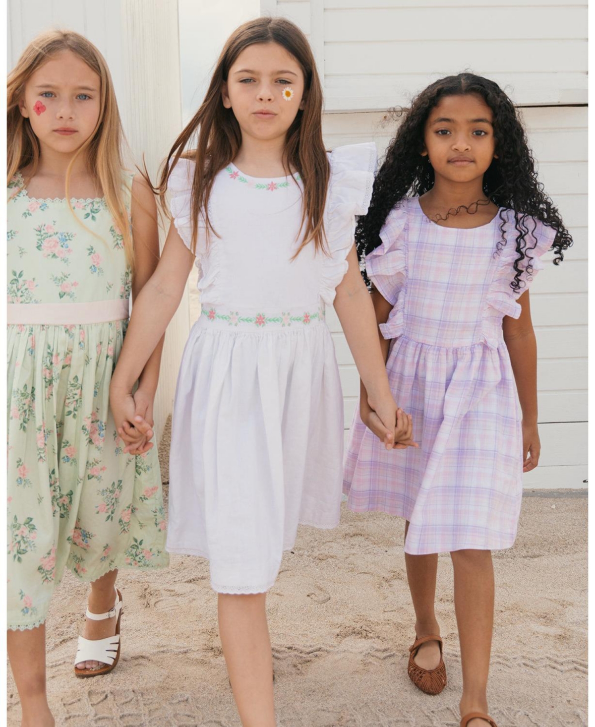 Hope & Henry Little and Big Girls' Linen Flutter Sleeve Pinafore Dress