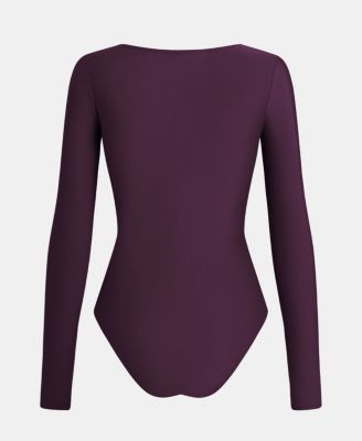 Women's V-Neck Cutout Long Sleeve One Piece Swimsuit