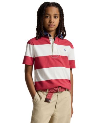 Boys' 8-20 Striped Cotton Short-Sleeve Rugby Shirt