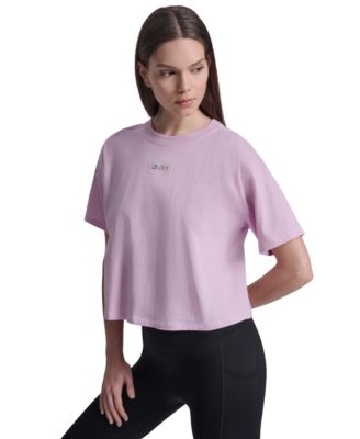 Women's Metallic Bubble Logo Drop Shoulder Pull-On T-Shirt