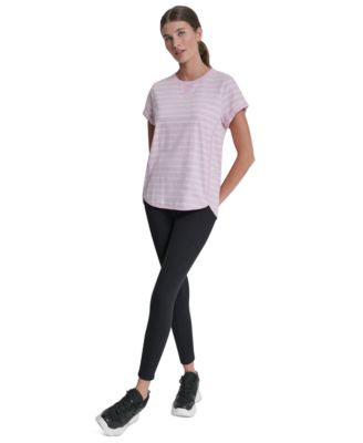 Women's Embroidered Crewneck Logo Roll-Sleeve Top