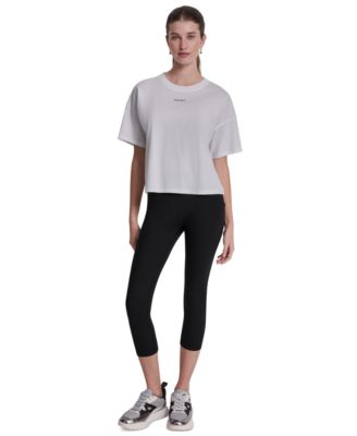 Women's Metallic Bubble Logo Drop Shoulder Pull-On T-Shirt