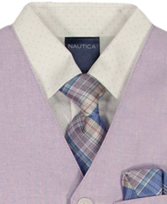 Boys' 2-7 Check Long-Sleeve Shirt, Vest, Necktie, Pocket Square & Pants, 5-Piece Set