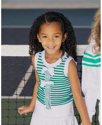 Girls Organic Button Front Sweater Tank with Bows