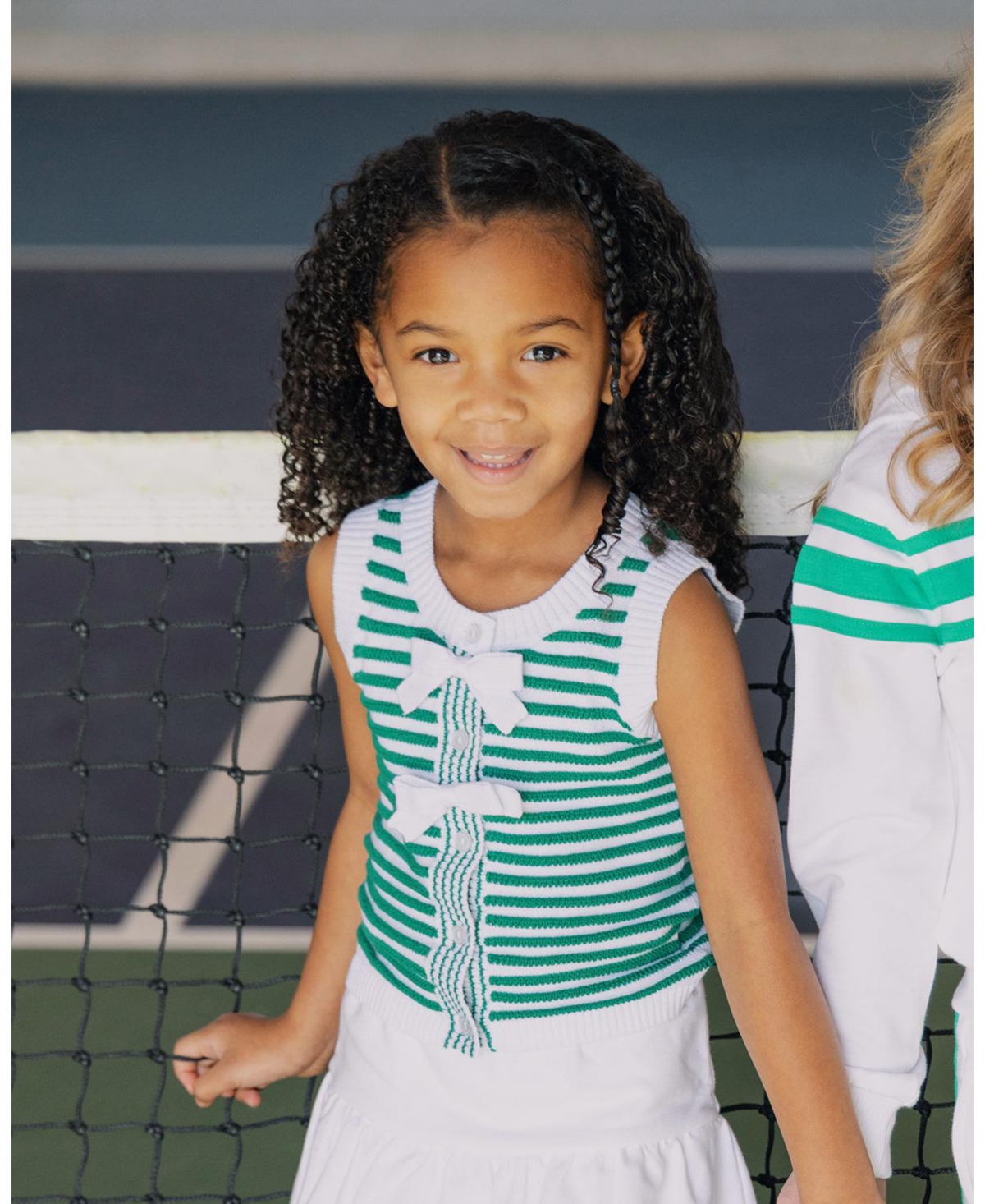 Hope & Henry Girls Organic Button Front Sweater Tank with Bows