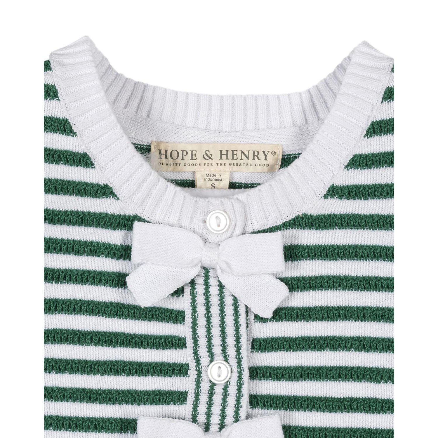 Girls Hope and Henry Organic Button Front Sweater Tank with Bows