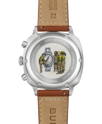 Men's VWI Chrono Brown Leather Strap Watch 37.5mm