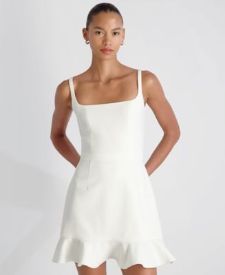 French Connection Women's Whisper Square Neck Frill Hem Mini Dress - Macy's