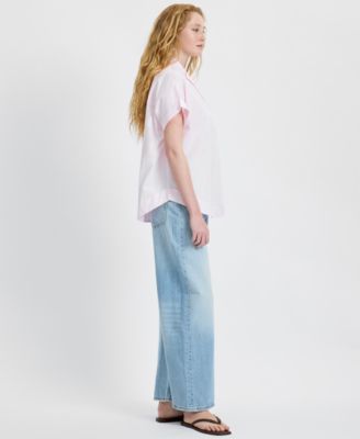 Women's Poplin Collared Top