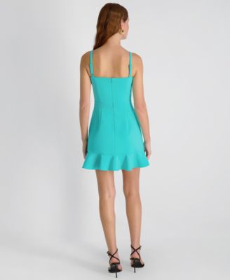 Women's Whisper Square Neck Frill Hem Mini Dress