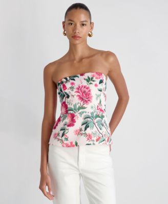 Women's Cooper Linen Strapless Oversized Blouson Top