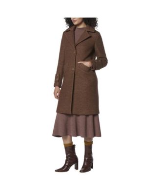 Regine Sb Women's Soft Wool Boucle Coat With Back Vent
