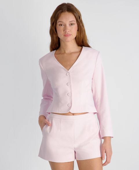 Женская куртка French Connection Halsey V-Neck Twill Cropped Fitted, цвет: Розовый
