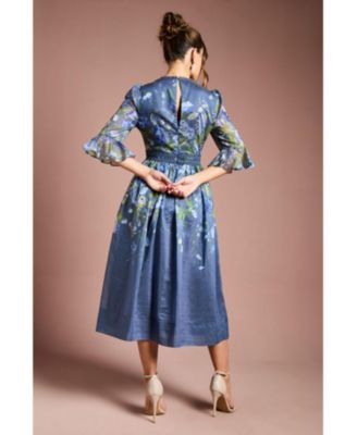 Women's Placement Print Organza Midi Dress