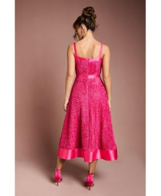 Women's 3D Flower Strappy Midi Dress