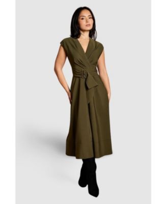 Women's Belted Crepe Dress