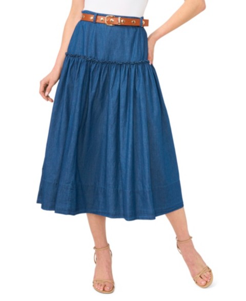 Женские юбки CeCe Women's Belted Denim Midi Skirt