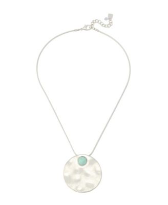 Robert Lee Morris Soho Mother of Pearl Turquoise Disc Pendant Necklace - TurquoiseSilver 48$