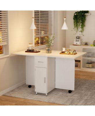 Folding Dining Table with Drawers and Cabinets