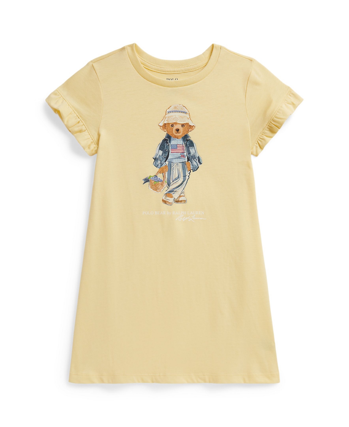 Polo Ralph Lauren Girls' 2T-6X Bear Crewneck Jersey Dress