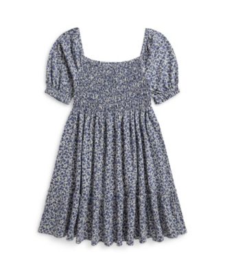Girls' 7-16 Blueberry-Print Square Neck Jersey Dress