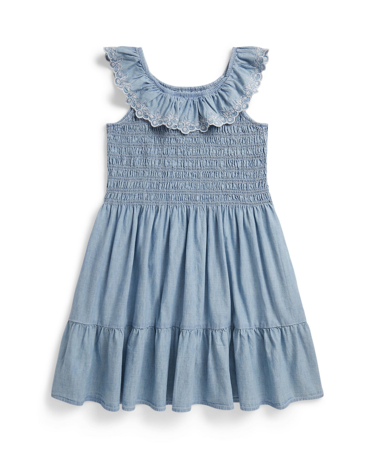 Polo Ralph Lauren Girls' 7-16 Blueberry-Overlay Round Neck Dress