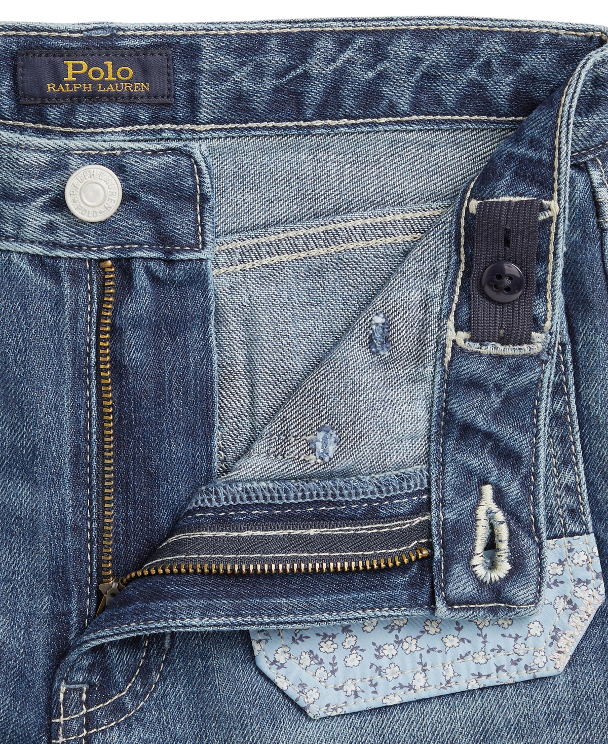 Polo Ralph Lauren Girls' 7-16 Distressed Wide-Leg Denim Jeans