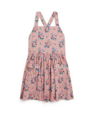 Girls' 2-6X Floral-Print Slub Square Neck Dress