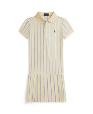 Girls' 7-16 Striped Oxford Mesh Polo Collar Dress