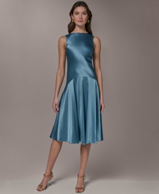 Women's Sleeveless Boat Neck Midi Dress