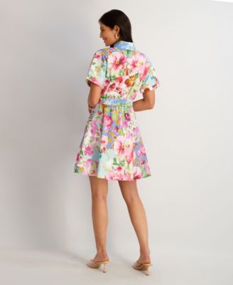 Women's Printed Short-Sleeve Shirtdress