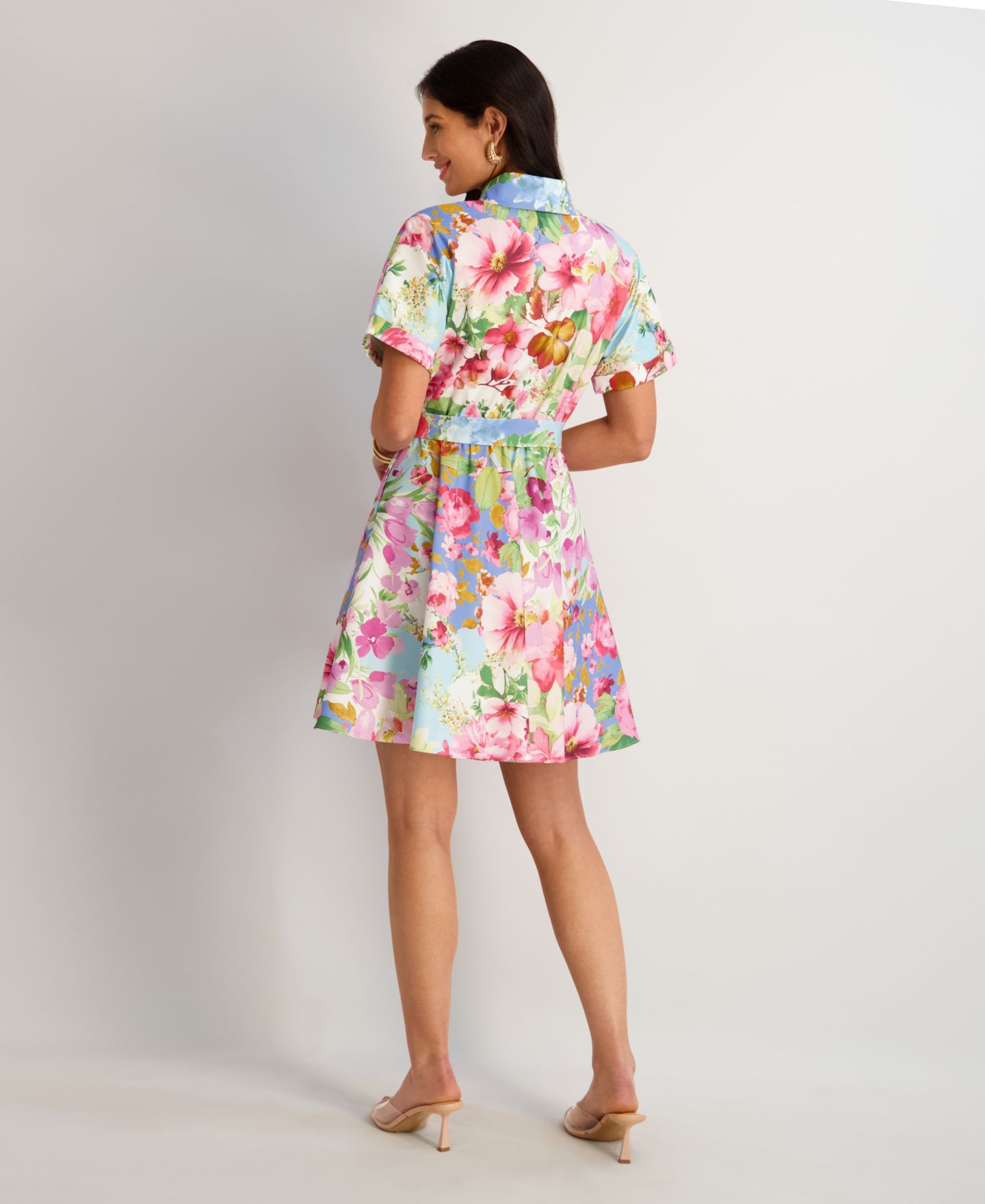 Женское платье Kensie Printed Short-Sleeve Shirtdress, цвет: Белый — фото 3