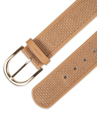 Mini Box-Woven Leather Polished Buckle Belt