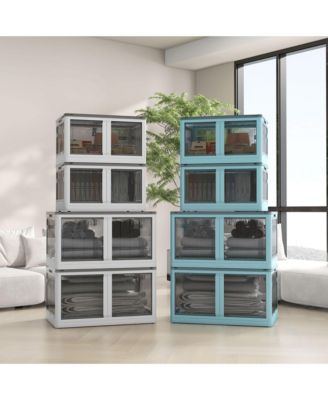 Stackable Storage Bins with Lids, Wheels, and Collapsible