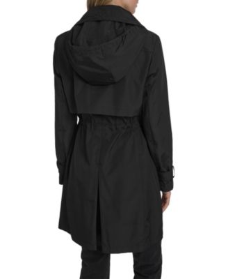 Women's Zip Up Trench Coat With Stow Away Hood