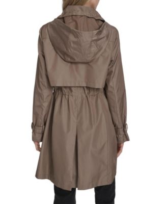 Women's Zip Up Trench Coat With Stow Away Hood
