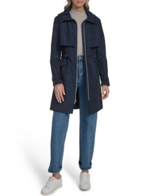 Women's Zip Up Trench Coat With Stow Away Hood