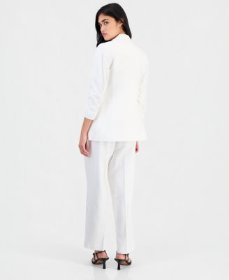 Bar III Women's Ruched-Sleeve Open-Front Linen Blazer, Exclusively at Macy's