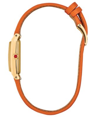 Women's Fio Orange Leather Strap Watch, 14.3mm