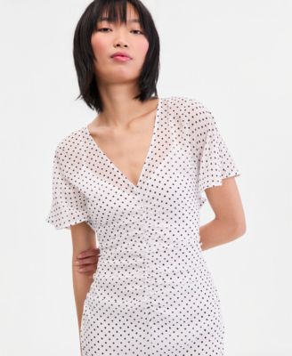 Women's Printed Ruched Midi Dress