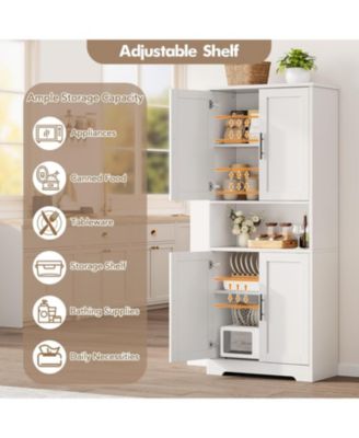 Pantry Cabinet,70" Tall Kitchen Pantry Cabinet with Doors and Adjustable Shelves, Freestanding Cupboard, Tall Storage Cabinet for Bathroom