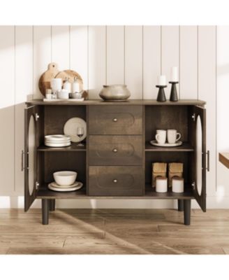 47" Buffet Cabinet, Coffee Bar Cabinet with 2 Doors and 3 Drawers, Buffet Table with Adjustable Shelves for Dining Room, Living Room