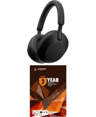 WH-1000XM5-BLACK Wireless Over-Ear Noise Canceling Headphones - Black with 2 Year Amber Protection Plan (2022)