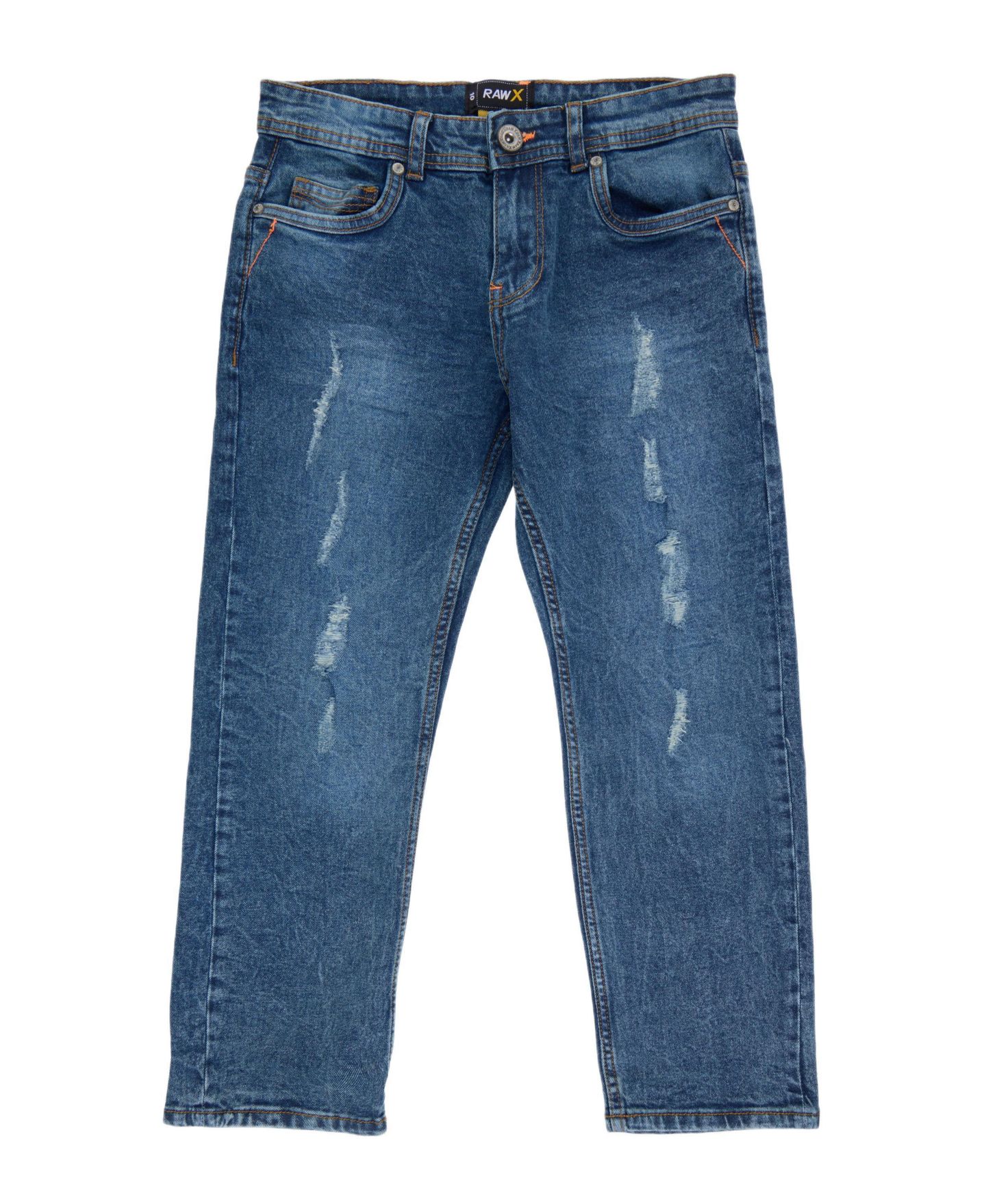 Джинсы Raw X Distressed Neon Stitch для мальчиков, цвет: Синий — фото 1