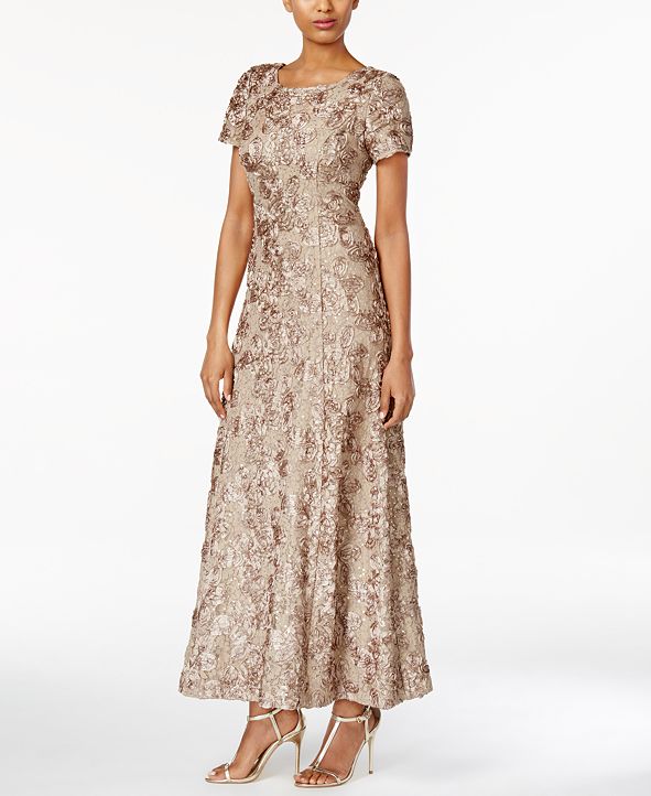 Alex Evenings Rosette A-Line Gown & Reviews - Dresses - Women - Macy's