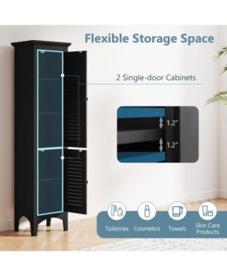 Tall Bathroom Storage Cabinet, Shutter Doors, Adjustable Shelf, Freestanding