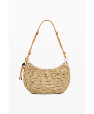 Women's Medium oval raffia bag with charms