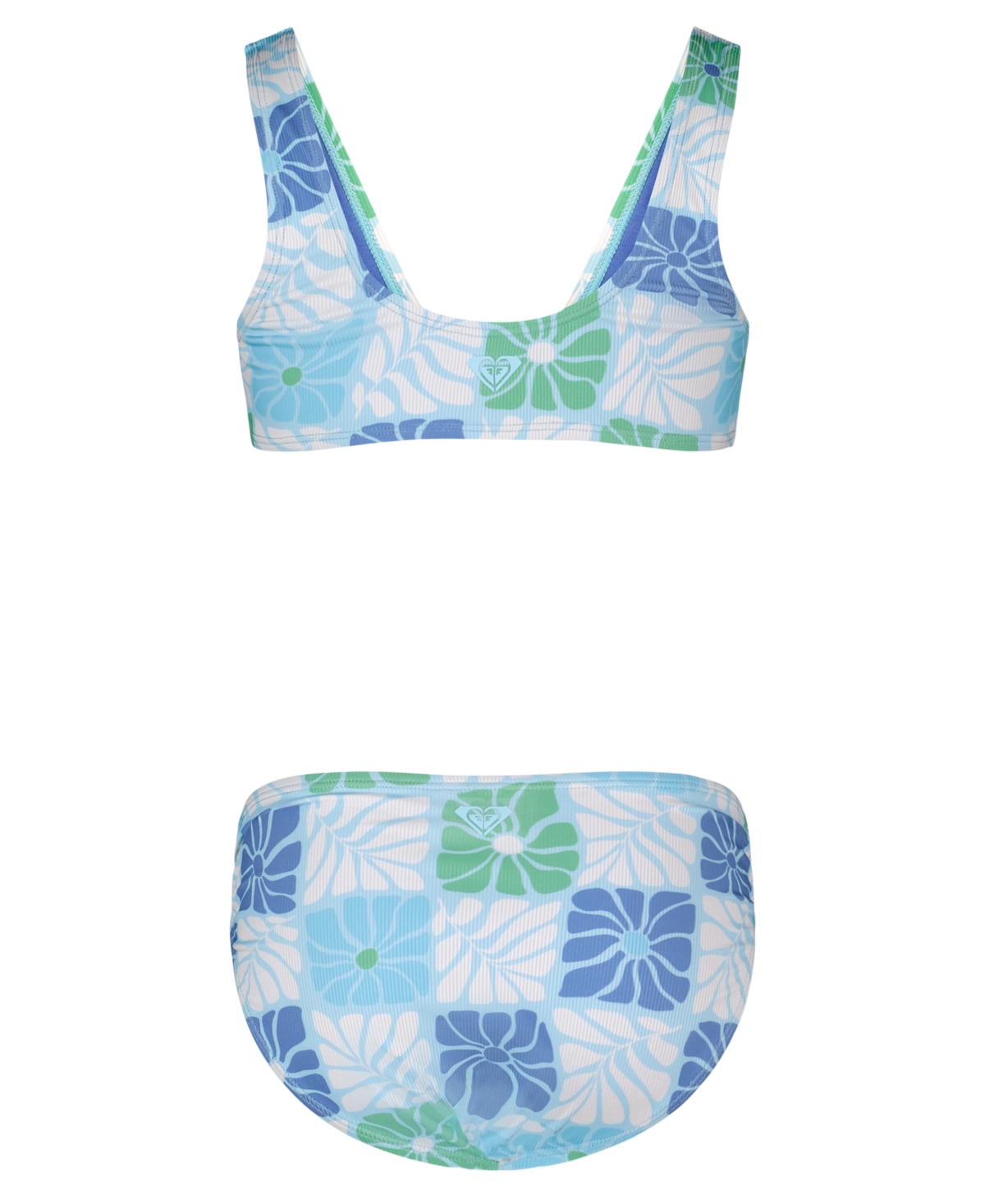 Roxy Girls' 8-16 Floral V-Neck Top & Bottoms Bikini, 2-Piece Set